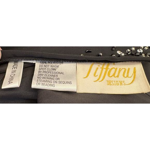 Tiffany Designs Black Sequins Beaded Asymmetrical Dress Size 8 Whimsigoth Fairy - Picture 10 of 10